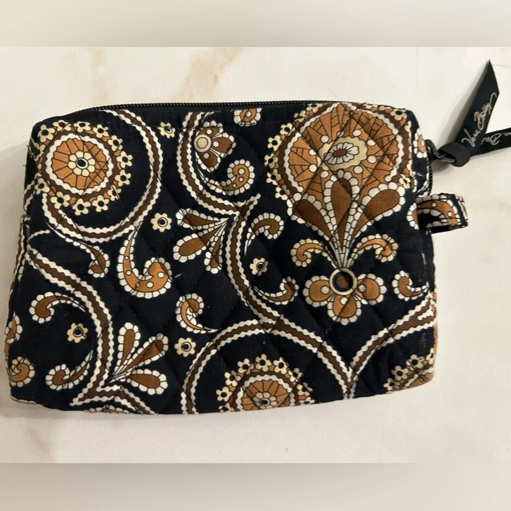 Vera Bradley Black and Tan Paisley Cosmetic Bag